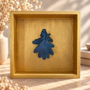 Schilderij Blad goud-blauw