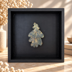 Schilderij Blad blauw-goud-blauw